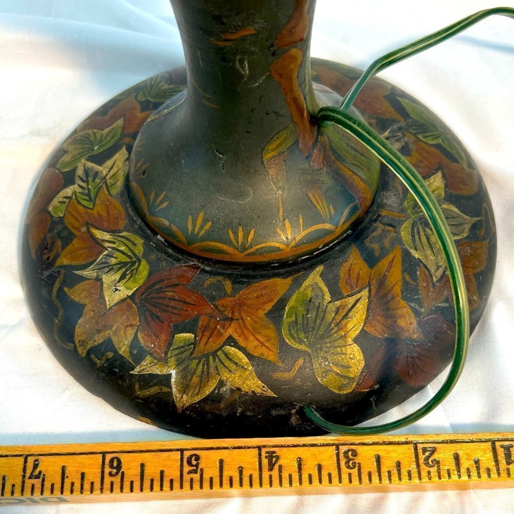 Vintage Handmade Lamp Hand Carved Birds Cranes Asian Theme 28” Without Shade - Picture 8 of 14
